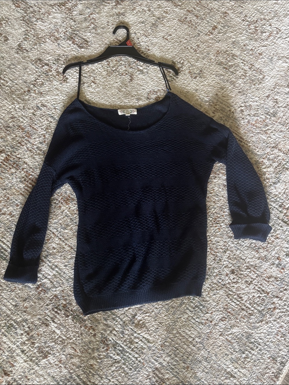 Lightweight Navy Knit Boatneck Sweater